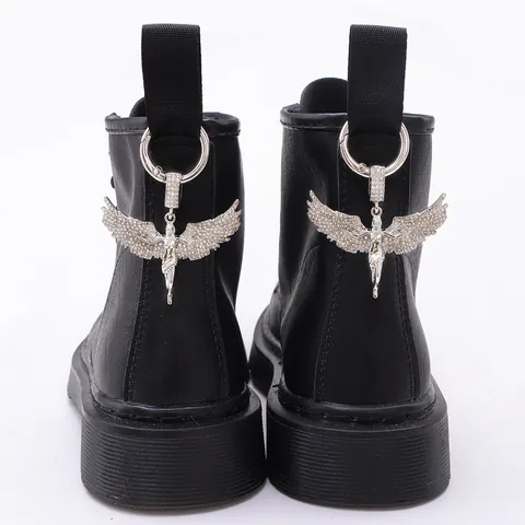 Punk Gothic Schorpioen Engel Vleugel Schoenbedels Voor Laarzen Metaal Strass Hanger Decoratieve Accessoires Voor Martin Boots Cadeau