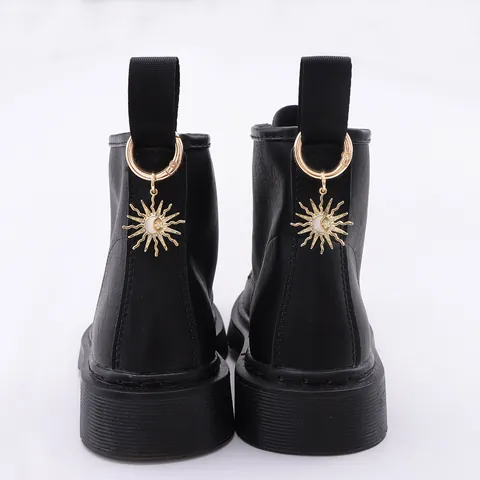 Celestial Sun Moon Star Shoe Charms Gold Alloy Rhinestone Enamel Shoe Buckle Pendant Fashion Boot Accessories For Women