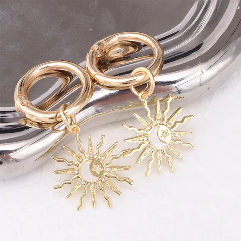 Celestial Sun Moon Star Shoe Charms Gold Alloy Rhinestone Enamel Shoe Buckle Pendant Fashion Boot Accessories For Women