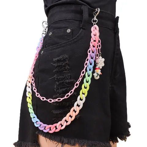 Cadena para Pantalones de Acrílico Multicapa Color Caramelo Con Dijes de Muñeco de Nieve Copo de Nieve Navidad para Mujer