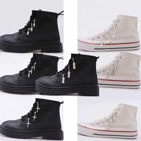 Adornos para Zapatos de Aleación Plata Retro Punk Calavera Cruz Cuchilla de Afeitar Tacón Alto Diente Colgantes Con Cierre de Langosta DIY
