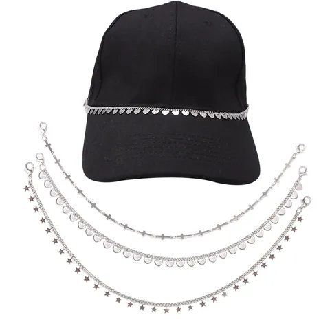 Retro Einfache Metall Hutkette Zubehör Für Damen Baseballkappe Dekoration Herz Stern Kreuz Anhänger Punk Street Schmuck Geschenk