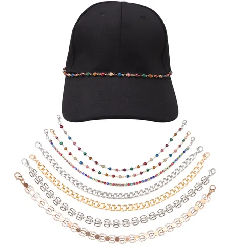 Bohemien Bunte Herz Hutkette Strass Gold Silber Metall Deko Kette Für Basecaps Taschen DIY Schmuck Zubehör