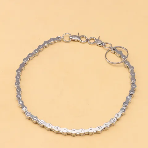 Hip Hop Metal Bicycle Chain Trouser Chain Silver Punk Wallet Chain For Men Women Street Dance Performance Accessory With Lobster Clasp