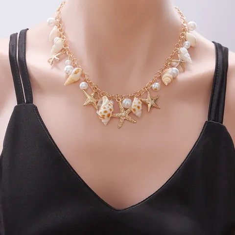 Bohemian Shell Starfish Faux Pearl Necklace Bracelet Waist Chain For Women Beach Holiday Summer Jewelry Accessories