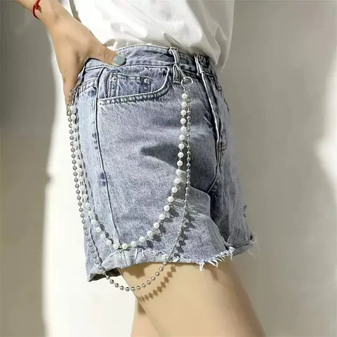 Fashion Double Layer Faux Pearl Waist Chain Silver Metal Bead Pants Chain Belt For Women Jeans Skirt Decoration Jewelry