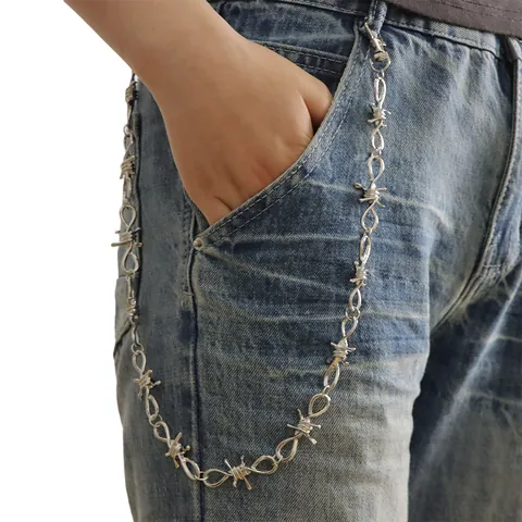 Catena da Vita Hip Hop Punk in Filo Spinato Oro Argento Lega Catena per Pantaloni per Uomo Donna Gioielli Streetwear Gotici