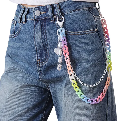 Y2K Streetwear Colore Caramella Catena per Pantaloni Multistrato in Resina Acrilica Con Ciondolo a Cuore Accessorio per Girovita Hip Hop Street da Donna