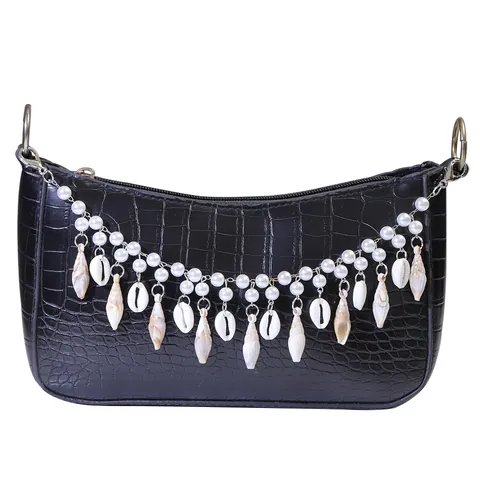 Cadena de Bolso de Perlas Artificiales y Conchas Bohemia para Mujer Decoración de Correa Estrella de Mar Caracol Estilo de Vacaciones de Playa