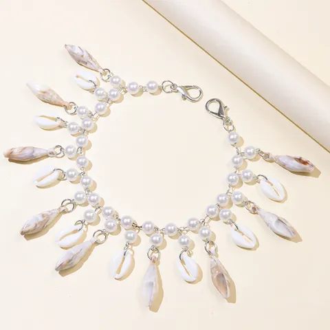 Cadena de Bolso de Perlas Artificiales y Conchas Bohemia para Mujer Decoración de Correa Estrella de Mar Caracol Estilo de Vacaciones de Playa