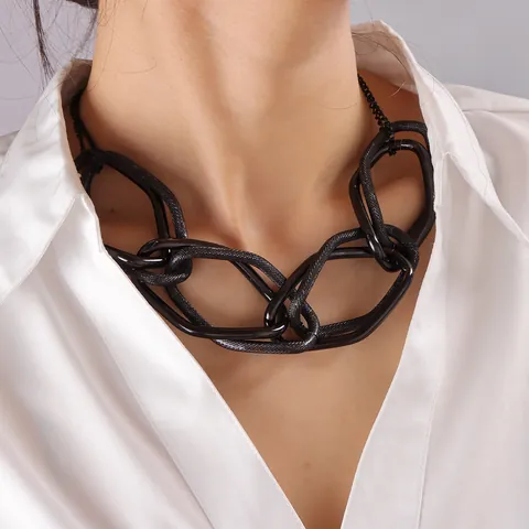 Ypervolikí Dilosi Oglodis Alisida Kolié Gia Gynaikes Punk Styl Geometrikó Metaliko Koloro Kolié Apo Krama Moda Kosmimata