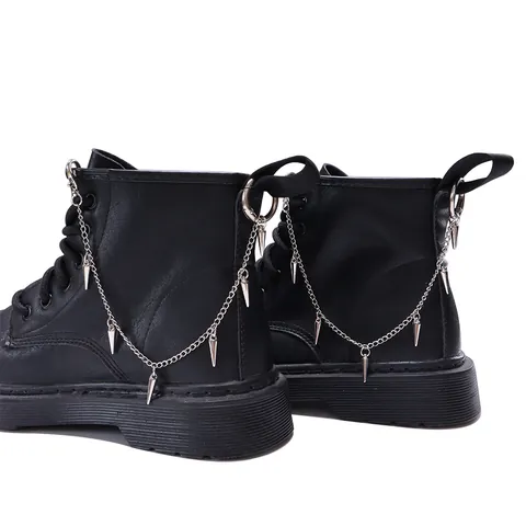 Punk Metal Shoe Chains For Crocs Clogs Silver Spike Rivet Pendant Shoe Charms DIY Personalized Clog Decoration Accessories For Women Men