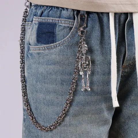 Punk Metal Skull Waist Chain Hip Hop Woven Lantern Pants Chain Gothic Pocket Chain For Men Women Body Jewelry