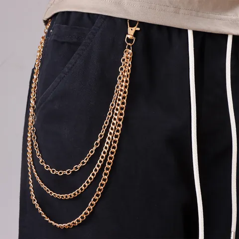 Punk Hip-Hop Multi-Layer Metal Pants Chain Streetwear Rock Wallet Chain Jeans Accessories Unisex Fashion Body Jewelry