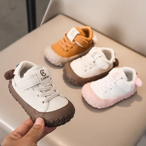 Anti-Collision Soft Sole Baby First Walkers Toddler Shoes PU Leather Velcro Cartoon Puppy Casual Sneakers For Infants