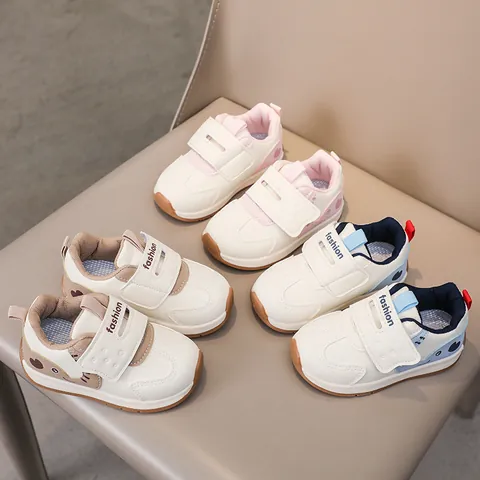 Scarpe Sportive per Bambini in Pelle Sintetica Traspirante Casual con Velcro Antiscivolo Sneakers per Bimbi e Bimbe Calzature alla Moda per Uso Quotidiano