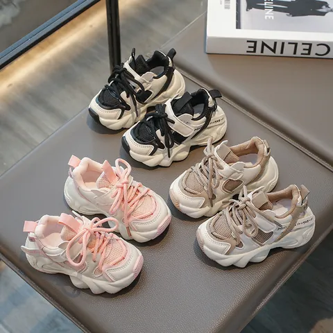 Children's Retro Chunky Sneakers Mesh Breathable Lightweight Non-slip Toddler Running Shoes Boys Girls Casual Outdoor Sports Shoes