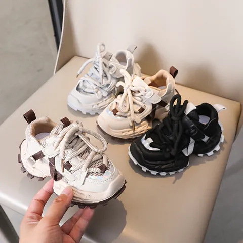 Sneakers Chunky per Bambini Mesh Traspirante Pelle Sintetica Scarpe Sportive Suola Spessa Antiscivolo Scarpe Casual