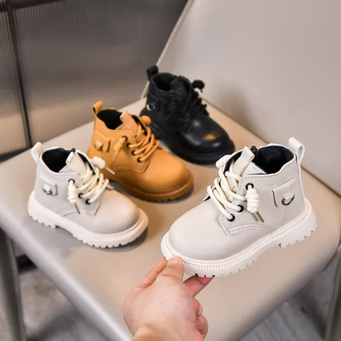 Stivali Martin per Bambini in Ecopelle con Cerniera Laterale Stile Britannico Suola Morbida Antiscivolo Stivaletti per Ragazzi Ragazze Autunno Inverno Scarpe Calde All'aperto