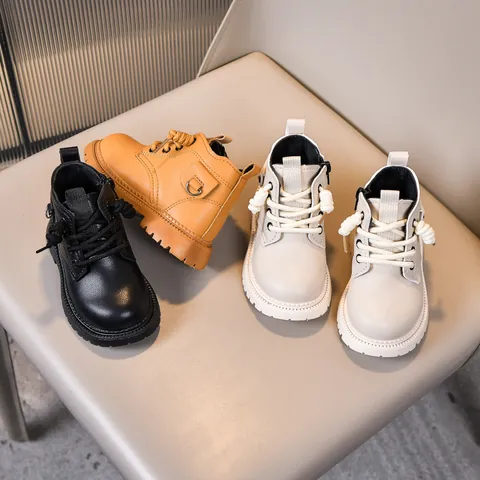 Stivali Martin per Bambini in Ecopelle con Cerniera Laterale Stile Britannico Suola Morbida Antiscivolo Stivaletti per Ragazzi Ragazze Autunno Inverno Scarpe Calde All'aperto