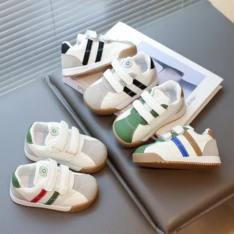 Kids Retro Forrest Gump Shoes Velcro Striped Breathable Sneakers For Boys Girls Toddler Casual Walking Shoes