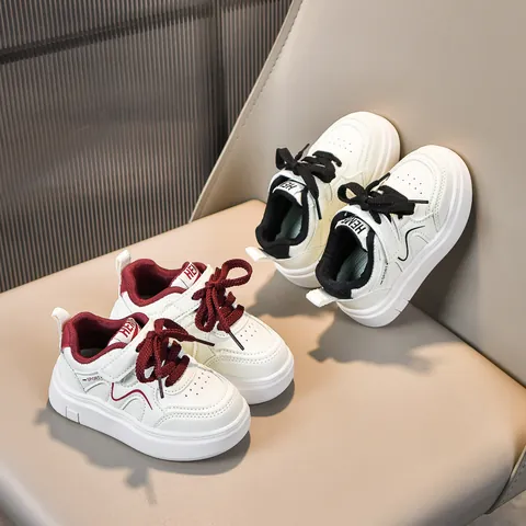 Kinder Casual Board-Schuhe Sneaker Für Jungen Mädchen Kunstleder Rutschfeste Dicke Sohle Low Top Sneaker Mit Klettverschluss Tägliche Wanderschuhe