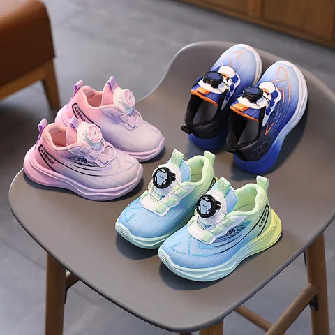 Scarpe Sportive per Bambini in Mesh Traspirante Con Fibbia Rotante Leggere Colore Sfumato Sneakers da Corsa per Ragazzi Ragazze Scarpe da Esterno Antiscivolo