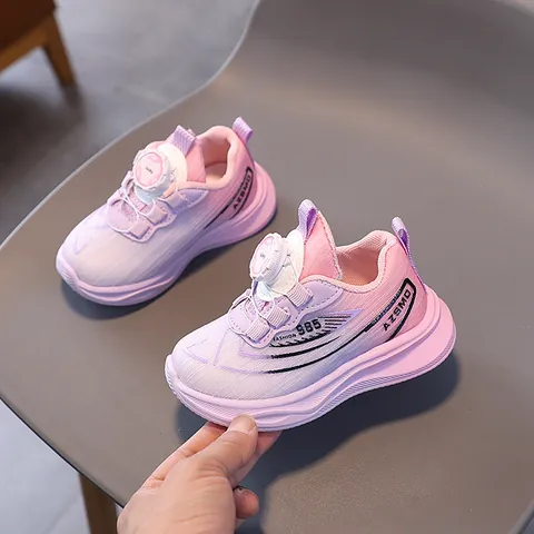 Scarpe Sportive per Bambini in Mesh Traspirante Con Fibbia Rotante Leggere Colore Sfumato Sneakers da Corsa per Ragazzi Ragazze Scarpe da Esterno Antiscivolo