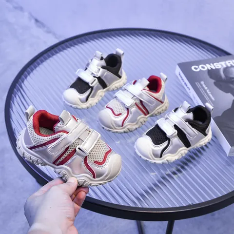 Zapatillas de Malla Transpirables para Niños Cierre Adhesivo Deportivo Casual Daddy Shoes Niños Niñas Antideslizantes