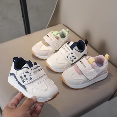 Kids Toddler Sneakers Boys Girls Microfiber Leather Warm Faux Fur Lined Cartoon Panda Rabbit Dinosaur Board Shoes Velcro