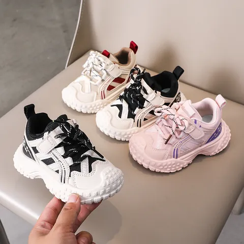 Scarpe da Papà per Bambini Sneakers in Mesh Traspirante per Ragazzi Ragazze Suola Spessa Antiscivolo Scarpe da Corsa Moda Casual Sneakers con Velcro