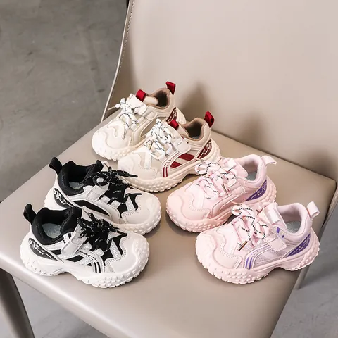 Scarpe da Papà per Bambini Sneakers in Mesh Traspirante per Ragazzi Ragazze Suola Spessa Antiscivolo Scarpe da Corsa Moda Casual Sneakers con Velcro