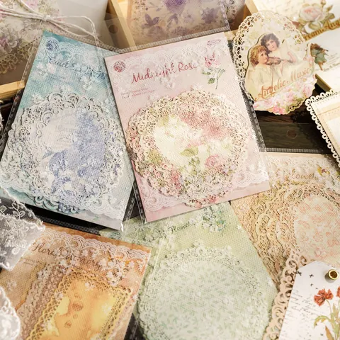 Vintage Hollow Floral Lace Paper Flowers In Bloom Series Scrapbooking Decorative Material For Journal DIY Crafting