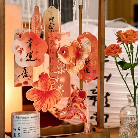 Traditional Chinese Style Paper Bookmarks With Tassels Retro Floral Animal Pattern Hanging Tags Stationery For Reading Lovers Gift