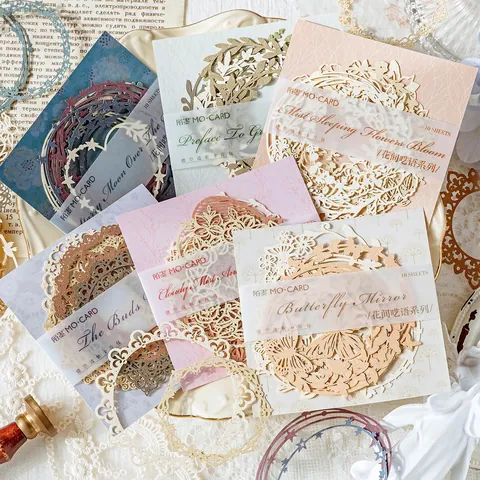 Vintage Laser Cut Hollow Out Decorative Paper Cards For Scrapbooking DIY Crafts Flower Butterfly Pattern Art Materials