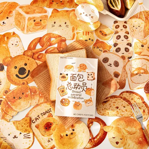 Simpatiche Cartoline Fustellate con Animali di Pane Gatto Toast Panda Sagomate Messaggio Biglietti d'Auguri Cartoleria Regalo Studenti
