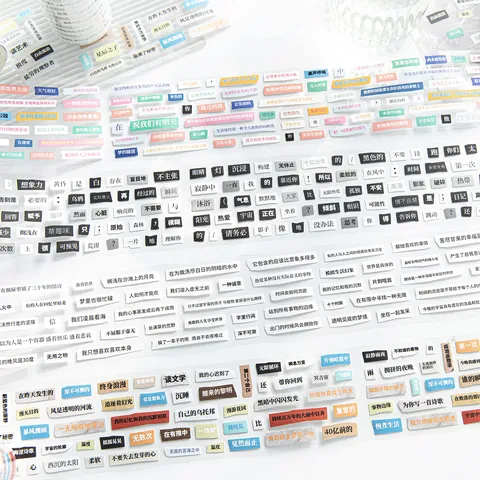 Artistic Die Cut Poetry Text Washi Tape Roll Poetic Quote Scrapbooking Sticker Tape For Journaling DIY Decorative Stationery
