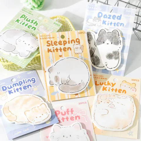 Schattige Cat Park Serie Vormgegeven Plaknotities Kawaii Katje Memoblokken Voor Journaling Scrapbooking Kantoor Schoolbenodigdheden
