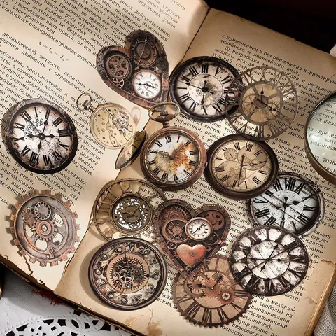 Adesivi in Carta da Scrittura Vintage Steampunk Orologio Retrò Ingranaggio Cornice Chiave Decalcomanie Decorative Per Journal DIY