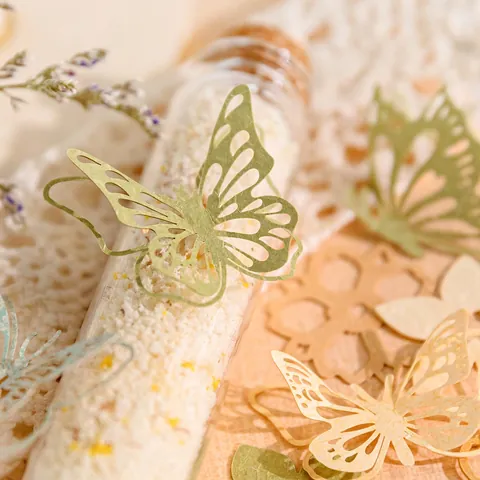 Blumen Schmetterling Hohl Geschnitten Deko Material Spezialpapier Vintage Aesthetic DIY Tagebuch Scrapbooking Aufkleber Dekoration