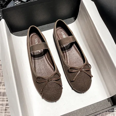 Women's Mary Jane Ballet Flats Soft Satin Microfiber Round Toe Bow Ribbon Elastic Strap Casual Slip On Walking Shoes