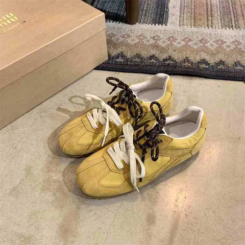 Women's Retro Genuine Leather GAT Sneakers Vintage Spliced Microfiber Casual Sport Shoes With Double Laces Durable Rubber Sole