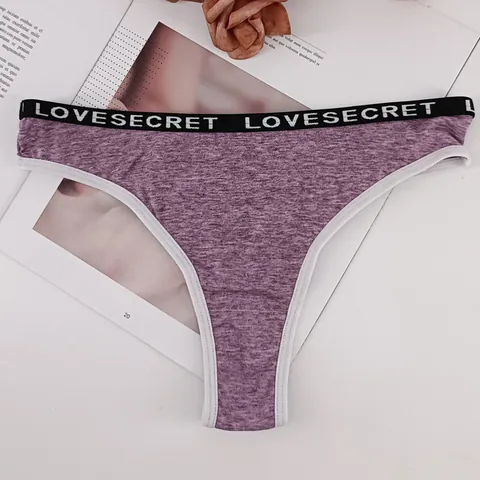 Dames Lage Taille Katoenmix Strings Sportief Ademend Letter Tailleband Sexy Slipjes T-Back G-String Multicolor Set