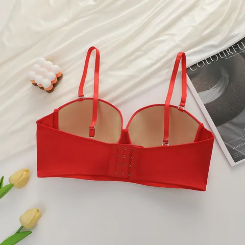 Dames Sexy Rood Glitter Pailletten Push-up Beha 1/2 Cup Met Beugel Verzamelen Lingerie Met Afneembare Bandjes Party Bruiloft Beha
