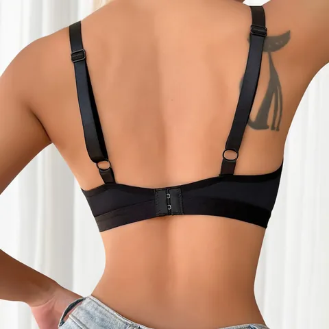 Women's French Lace Wireless Bra Sexy V-Neck Comfortable Gathering Bralette Ladies Intimates Underwear