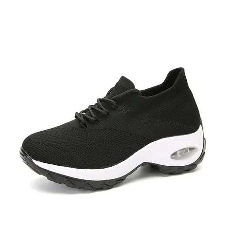 Baskets en Maille Respirante pour Femmes Chaussures de Marche Décontractées Légères en Tricot Fly Cushion Sportives pour Voyage