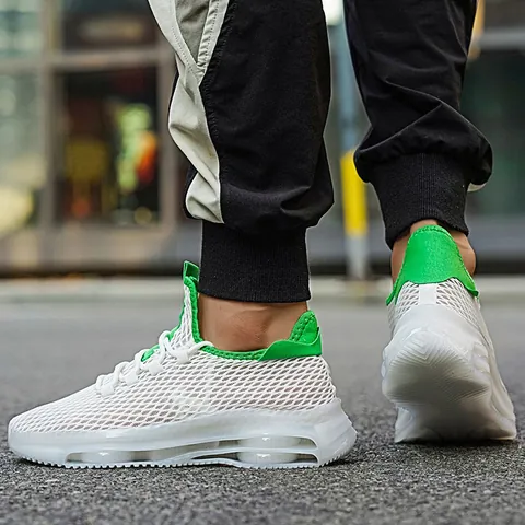 Men's Breathable Mesh Sneakers Lightweight Air Cushion Running Shoes Outdoor Casual Walking Shoes For Men Plus Size