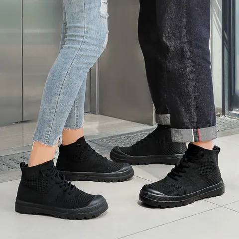 Fashion Unisex Breathable High Top Knitted Sneakers Lightweight Mesh Casual Walking Shoes For Outdoor Hiking Daily Wear