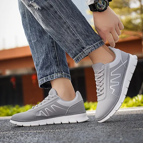 Zapatillas de Moda para Hombre Transpirables Ligeras Zapatillas de Running Cuero Sintético Tela Bajas para Caminar Casual