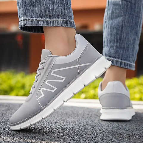 Zapatillas de Moda para Hombre Transpirables Ligeras Zapatillas de Running Cuero Sintético Tela Bajas para Caminar Casual